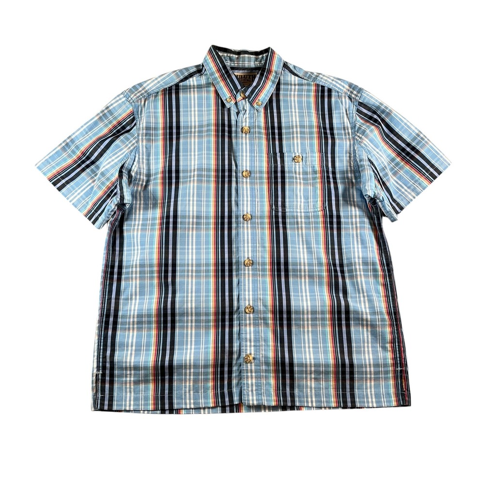 Duluth Trading Co. Men's Size Medium Plaid‎ Short Sleeve Button Up Casual Shirt